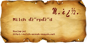 Milch Árpád névjegykártya